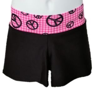 NWT GymGear Dance / Gymnastics Shorts - Black / Peace Plaid - Child XL
